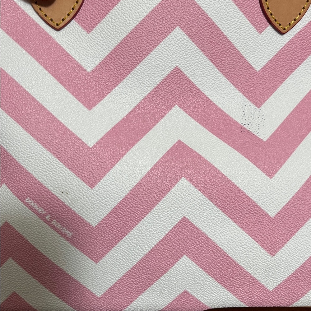 Dooney & Bourke Pink and White Chevron Satchel Set - Picture 6 of 12